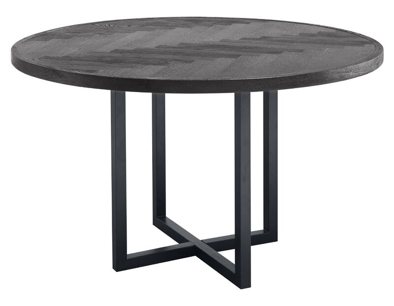 Eettafel Veneta 140 cm zwart visgraatmotief