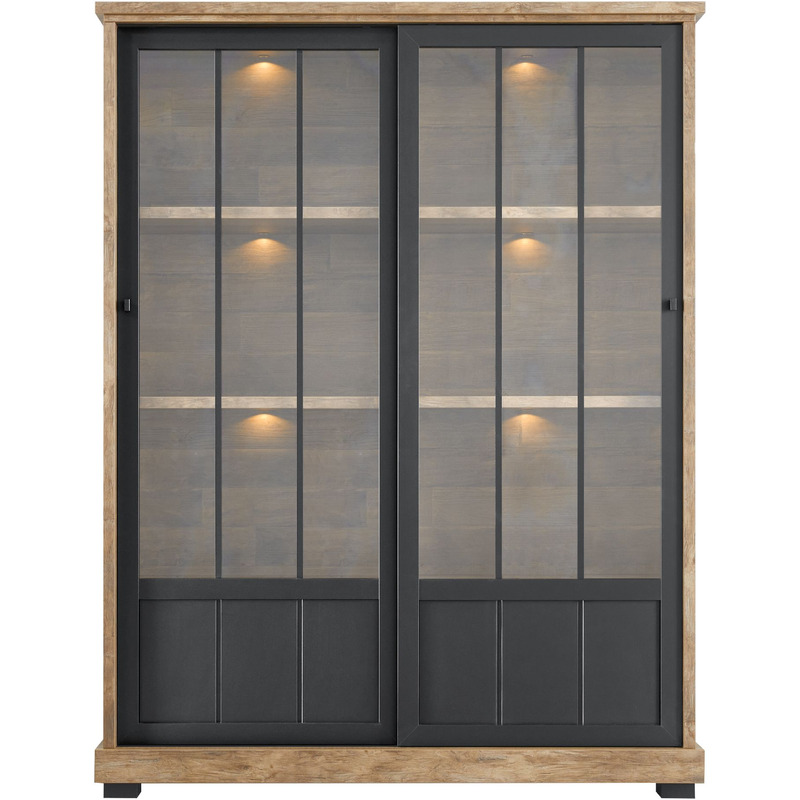 Vitrinekast Ladonia Old Teak i.c.m. zwart