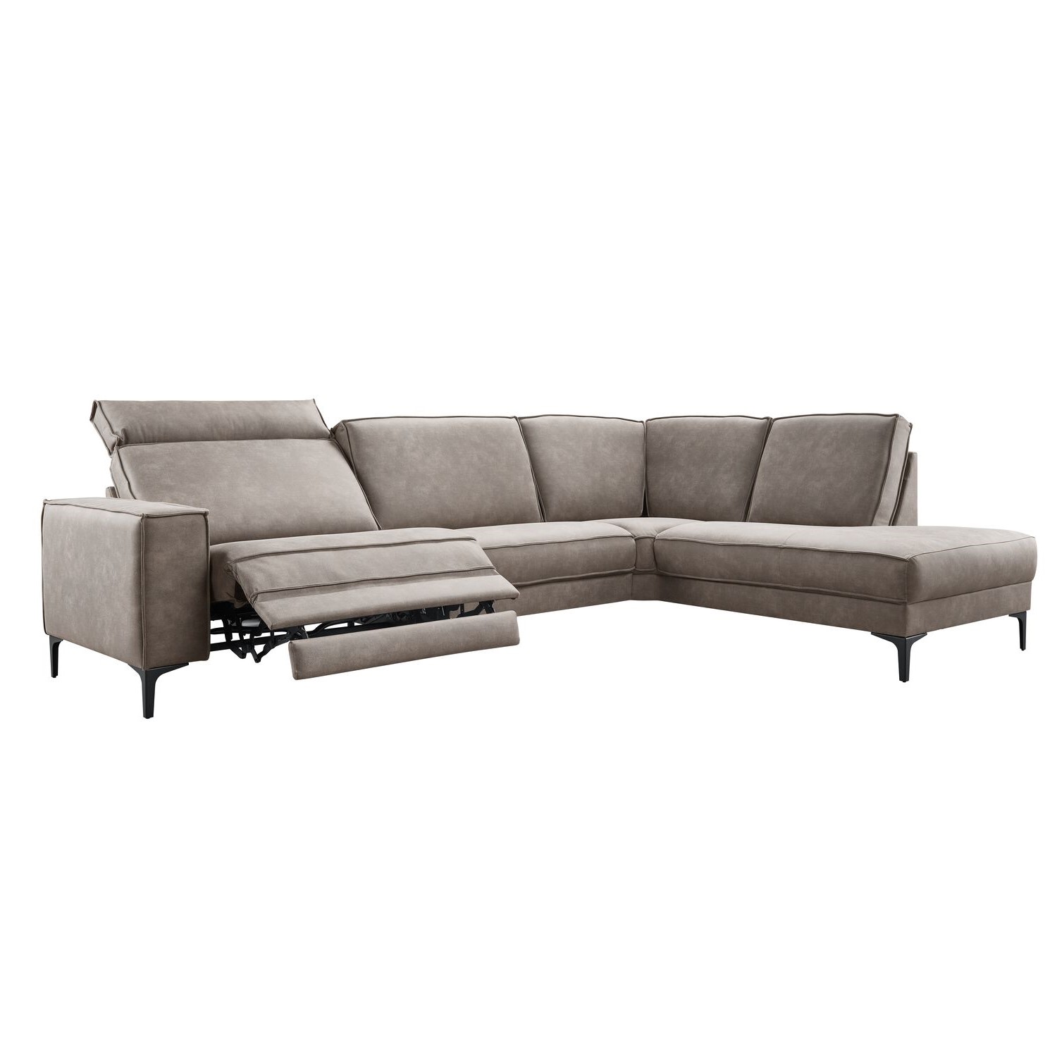 Hoekbank Barrio met relaxfunctie pocketvering met HR schuim in zitting cacao