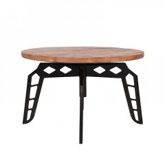 Salontafel Pebble zwart metaal en rough mangohout, 80x49 cm