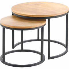 Bijzettafelset Budrio set van 2 rond mango decor