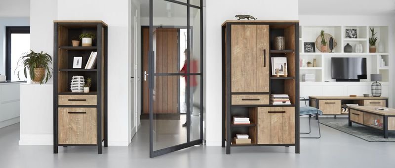 Boekenkast Mendiga 189 x 69 orange teak wood