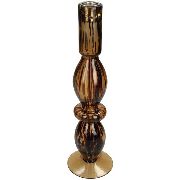 Kandelaar Portavela  bruin glas, 8,9x28,5 cm