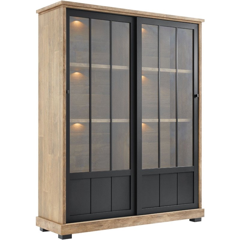 Vitrinekast Ladonia Old Teak i.c.m. zwart