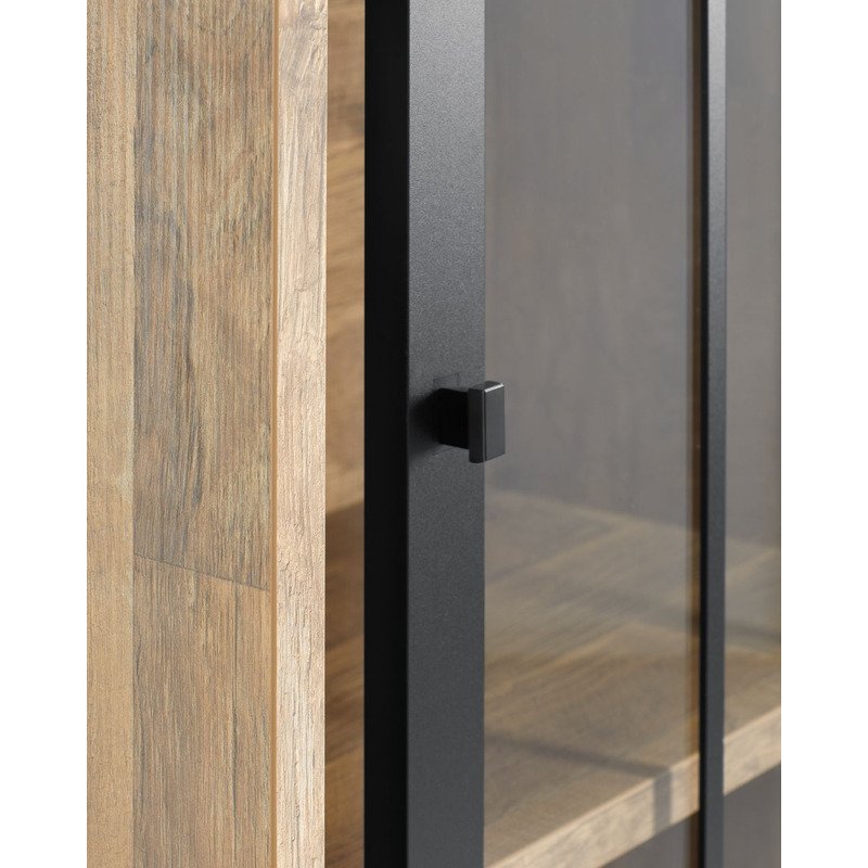 Vitrinekast Ladonia Old Teak i.c.m. zwart