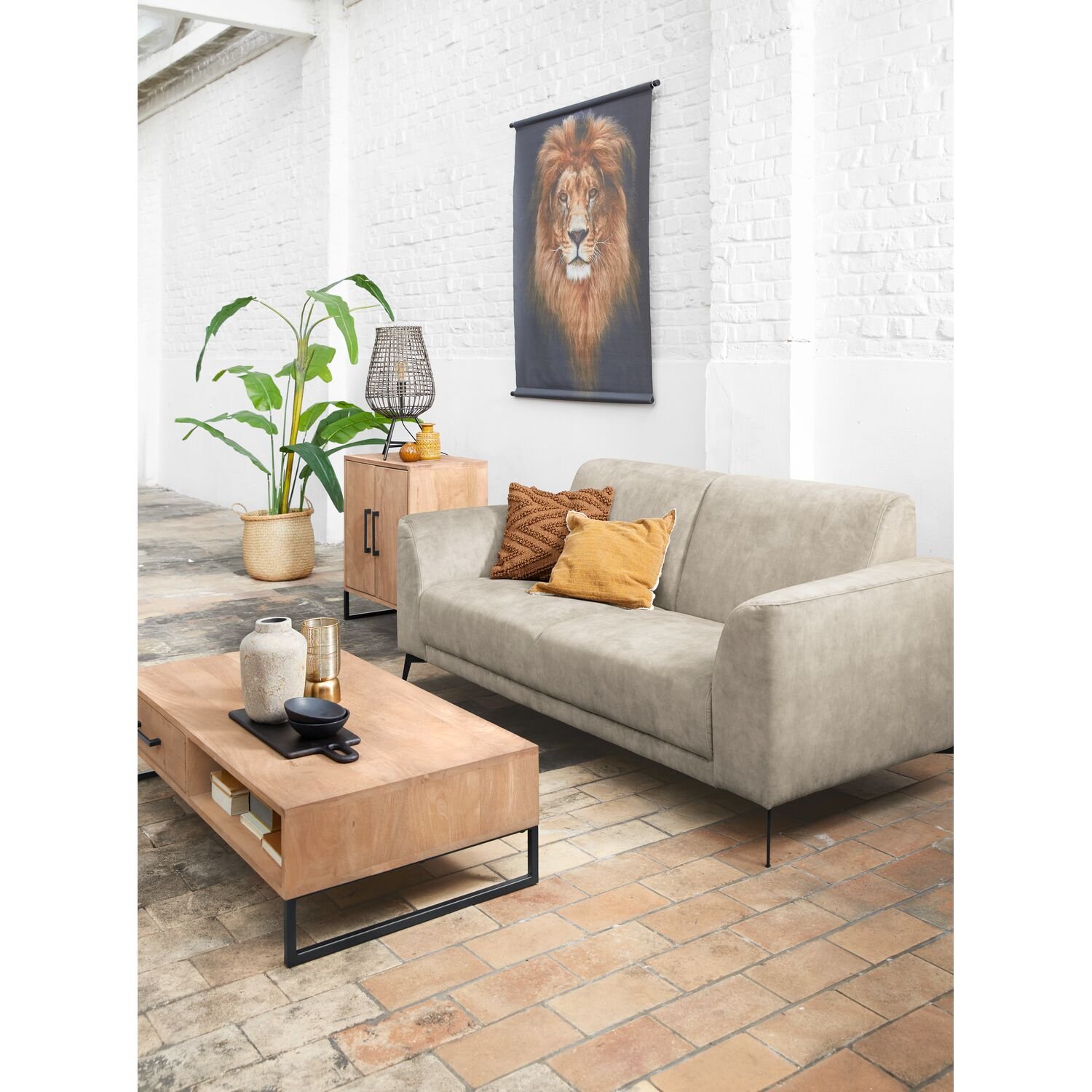 Salontafel Piastra mango zwart 1 lade 1 open vak