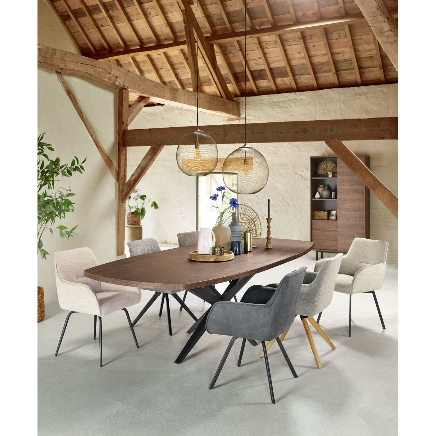 Eettafel Mascaro deens ovaal uitschuifbaar 180 tot (238)x102 dark mango