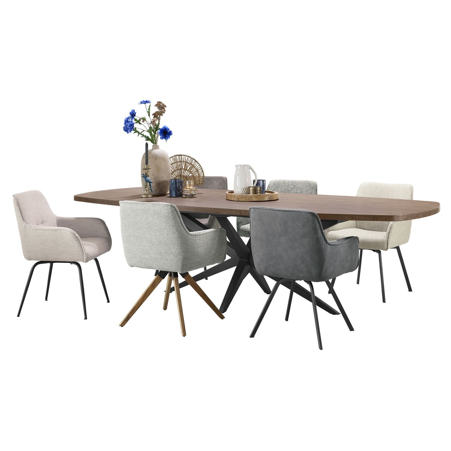 Eettafel Mascaro deens ovaal uitschuifbaar 200 tot (260)x102 dark mango