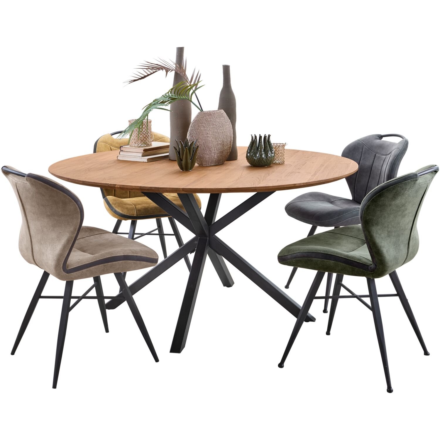 Eettafel Romaro ø 150 teak mix rough