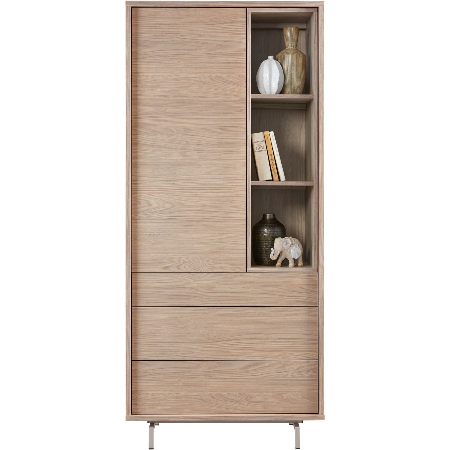 Opbergkast Famosa 1 deurs 3 lades 3 open vakken misty oak decor