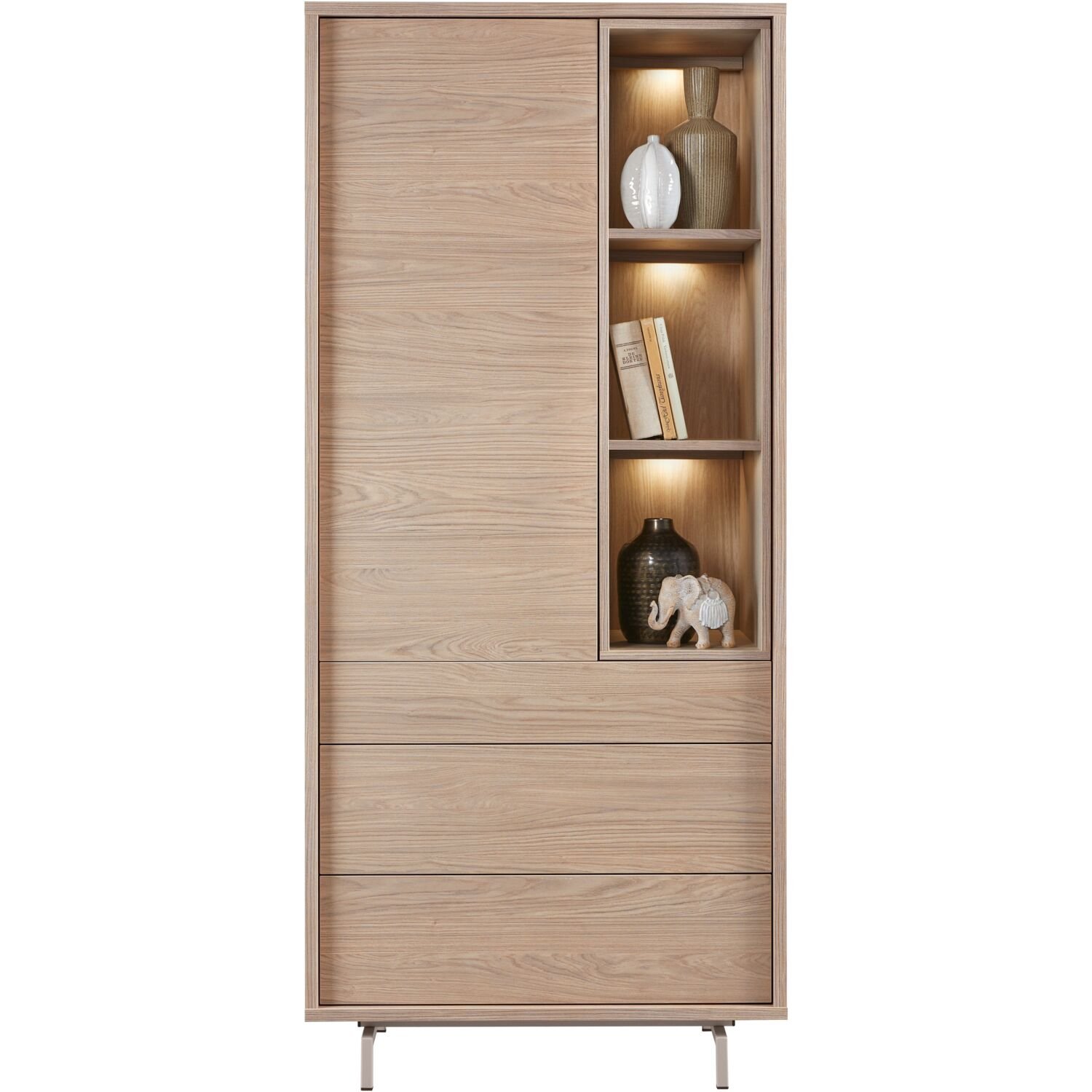 Opbergkast Famosa 1 deurs 3 lades 3 open vakken misty oak decor