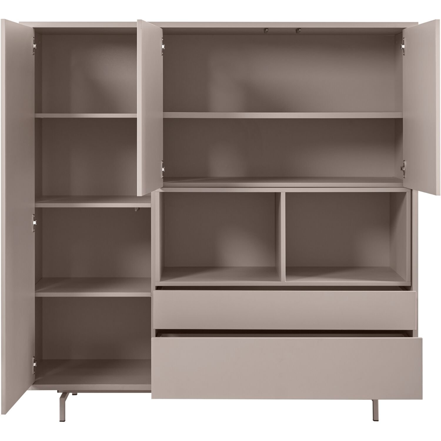 Opbergkast Famosa 3 deurs 2 lades 2 open vakken stone grey decor