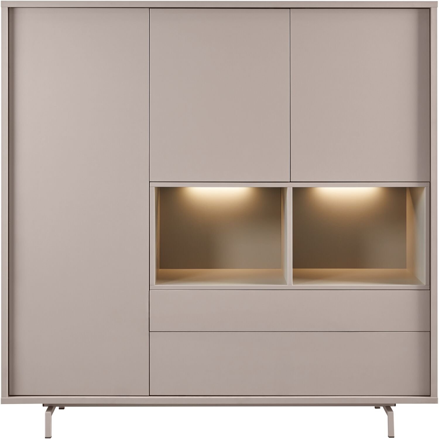 Opbergkast Famosa 3 deurs 2 lades 2 open vakken stone grey decor