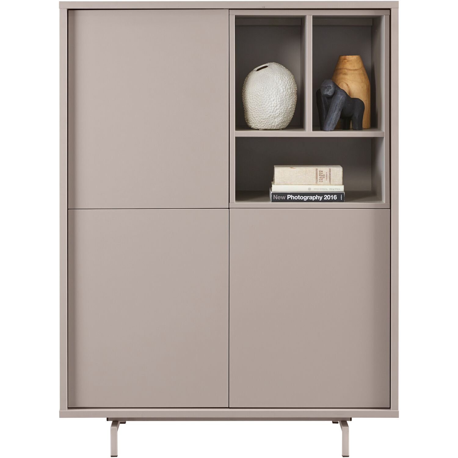 Opbergkast Famosa 3 deurs 3 open vak stone grey decor