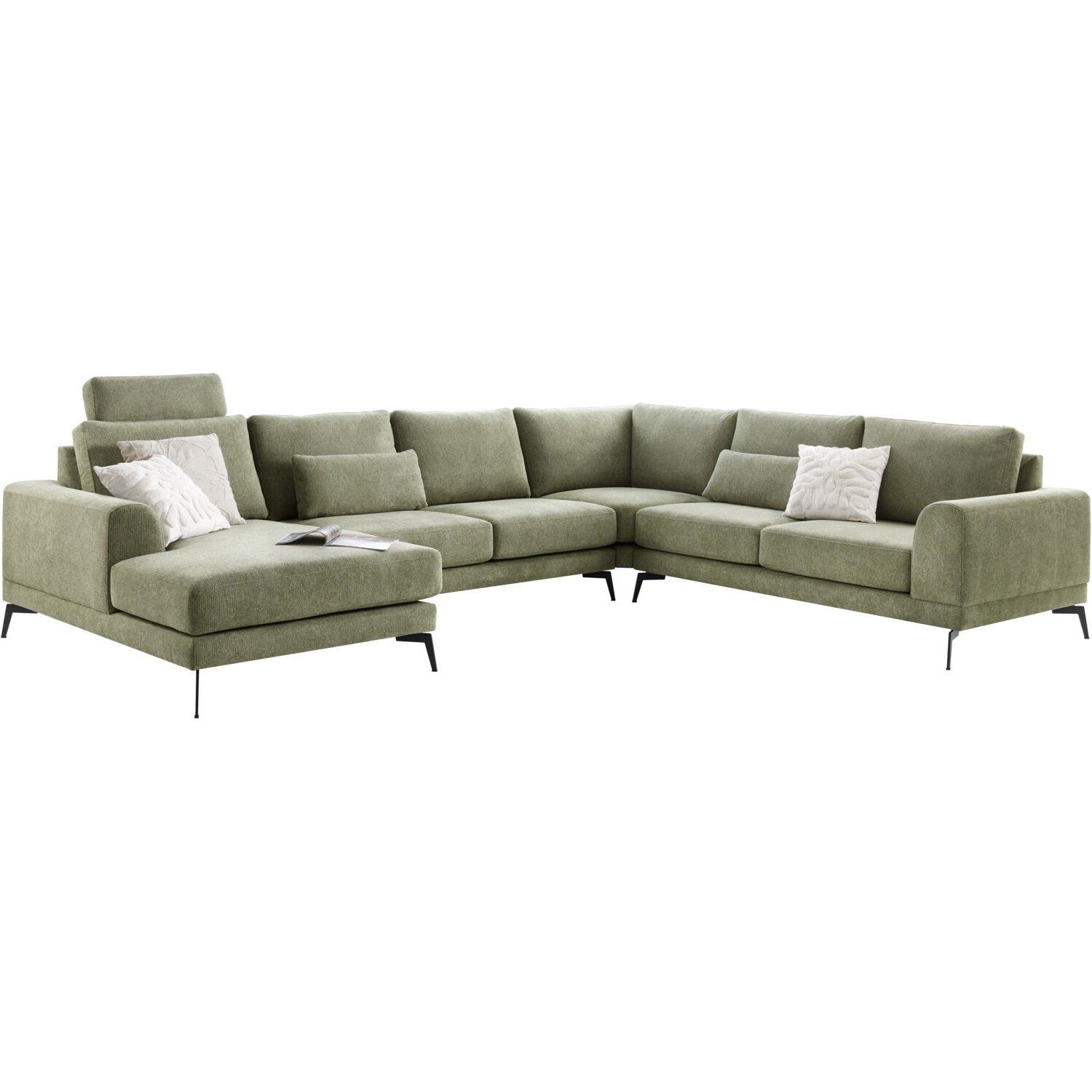 Hoekbank Flandria green, pocketvering i.c.m. visco-schuim