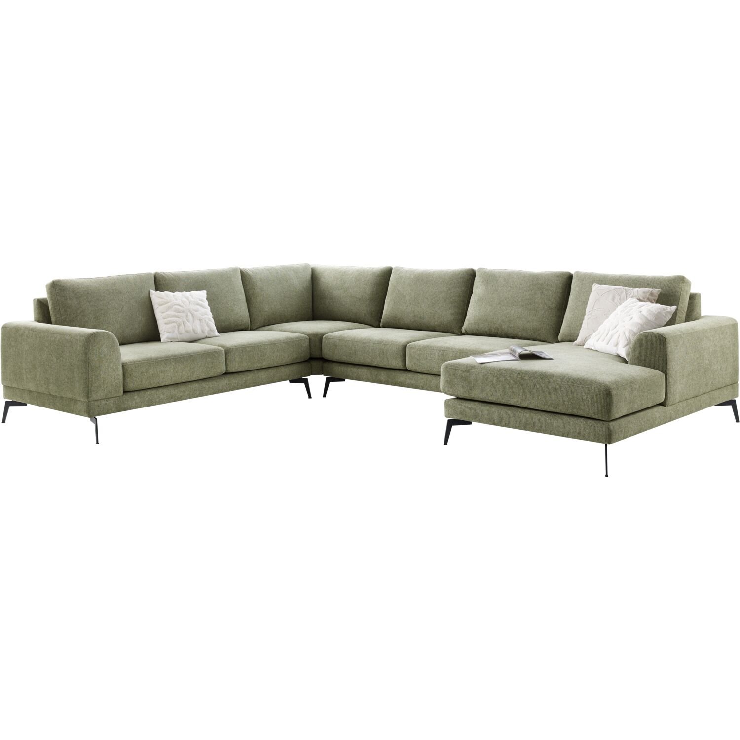 Hoekbank Flandria green, pocketvering i.c.m. visco-schuim zitting