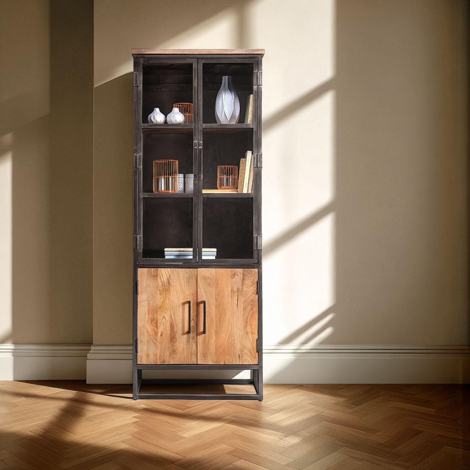 Vitrinekast Mesola mangohout naturel