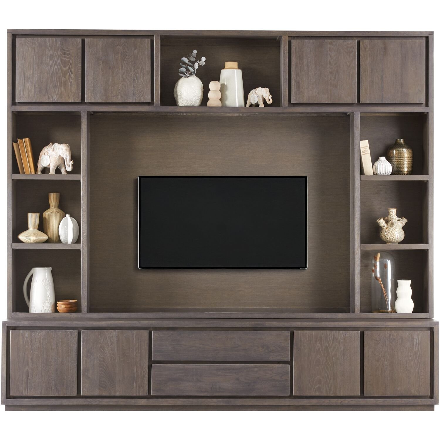 TV opzetkast Lavio 4 deurs 8 open vakken grafiet