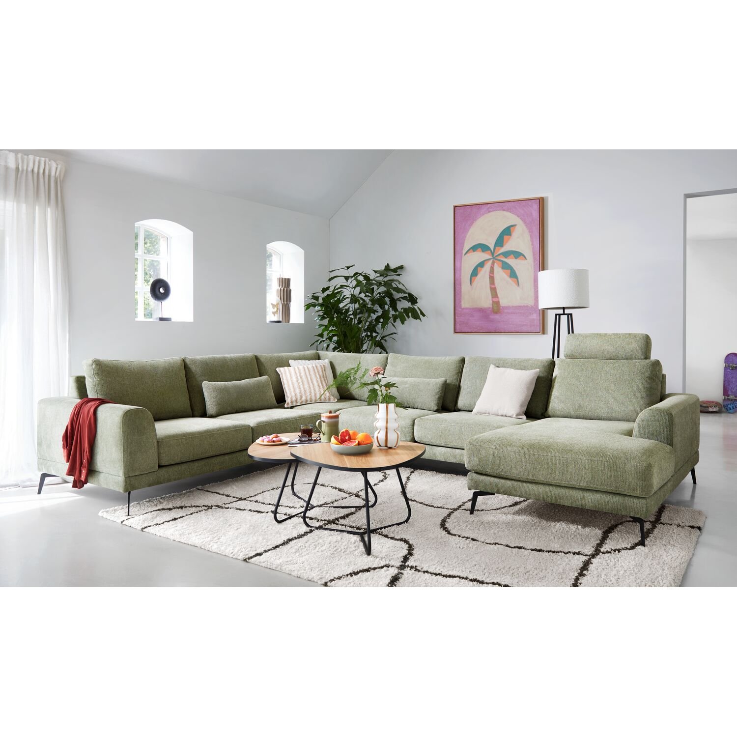 Hoekbank Flandria green, pocketvering i.c.m. visco-schuim zitting