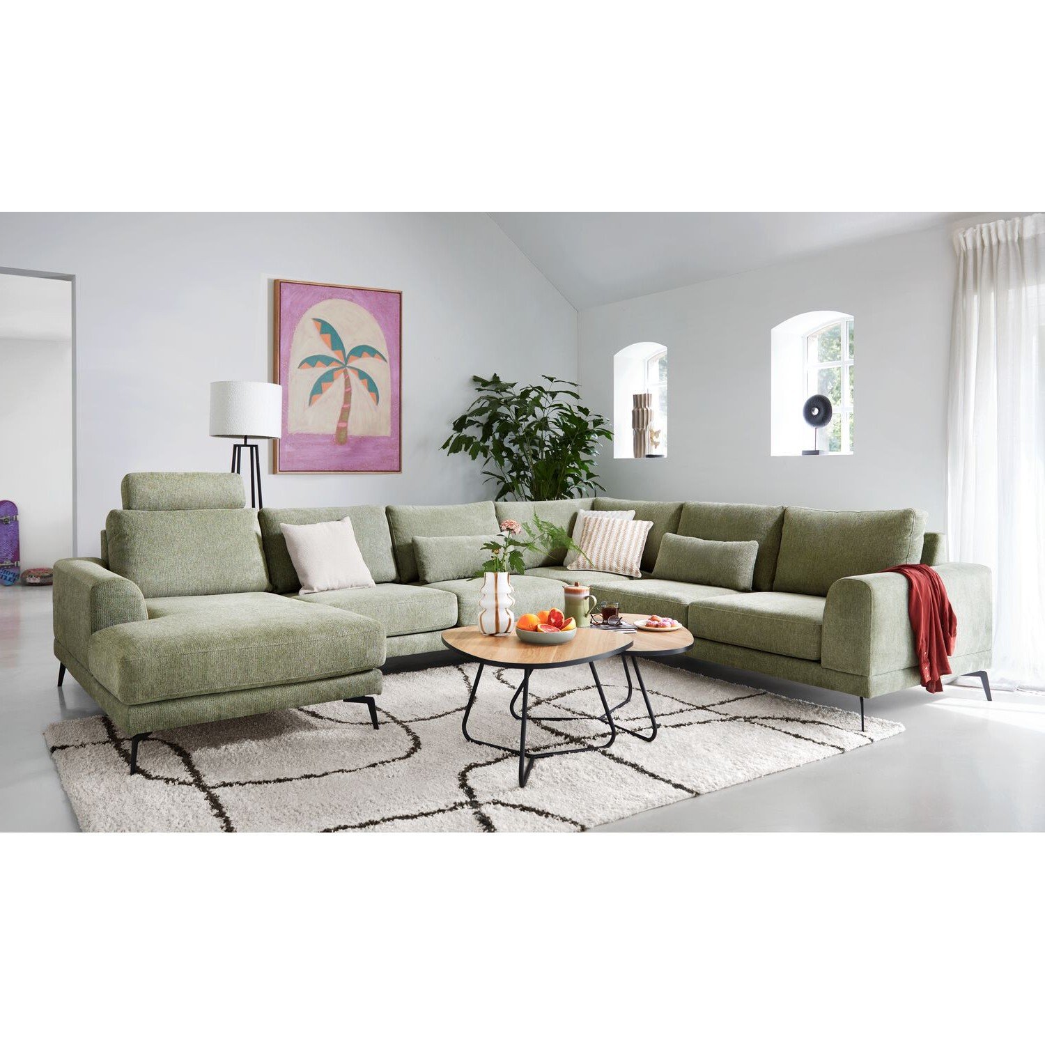 Hoekbank Flandria green, comfortschuim i.c.m. HR-schuim zitting