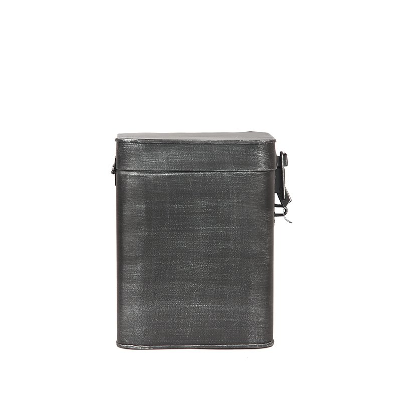 Opbergbox antiek zwart metaal, 15x16x19 cm