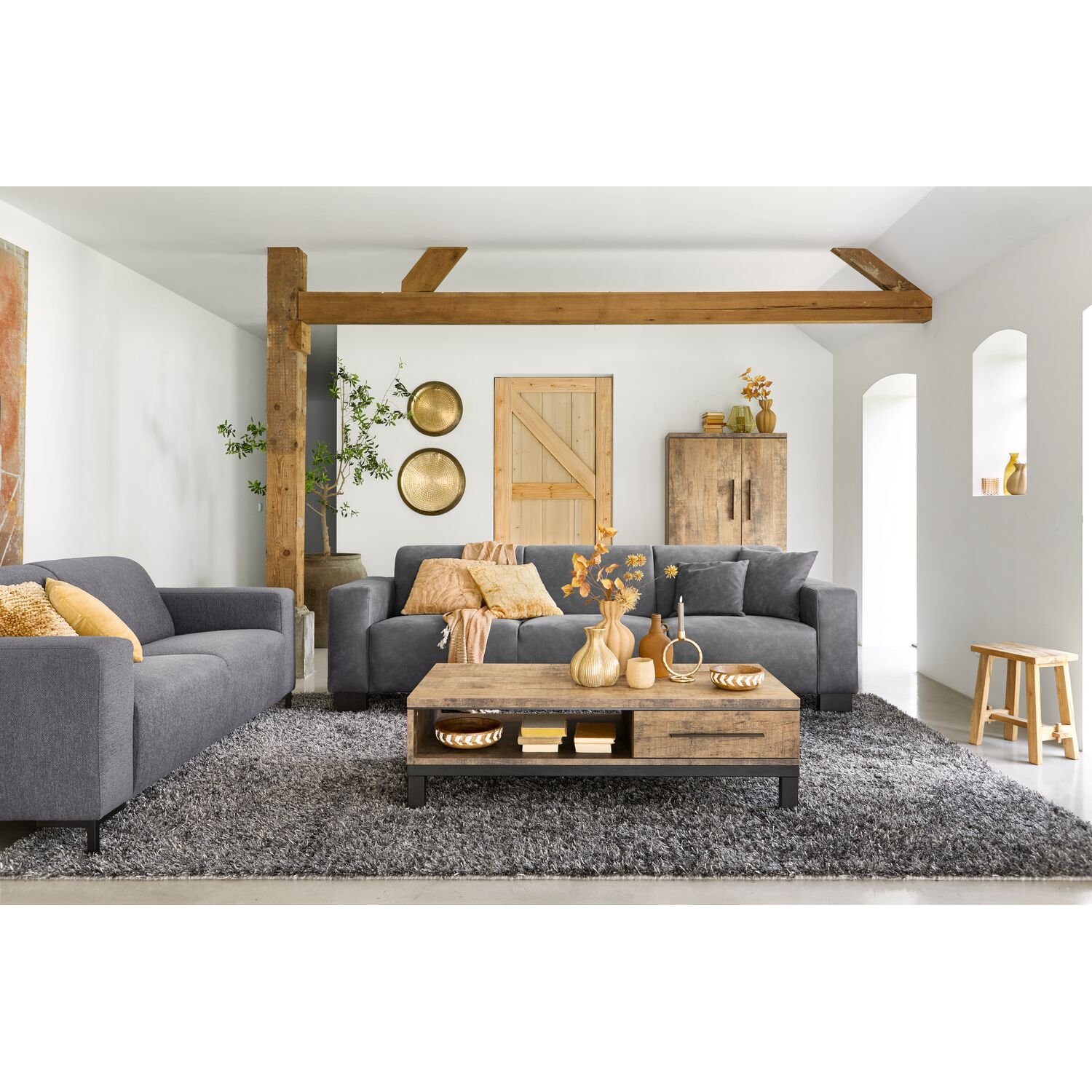 2,5 zitsbank, pocketvering i.c.m. HR-schuim antraciet