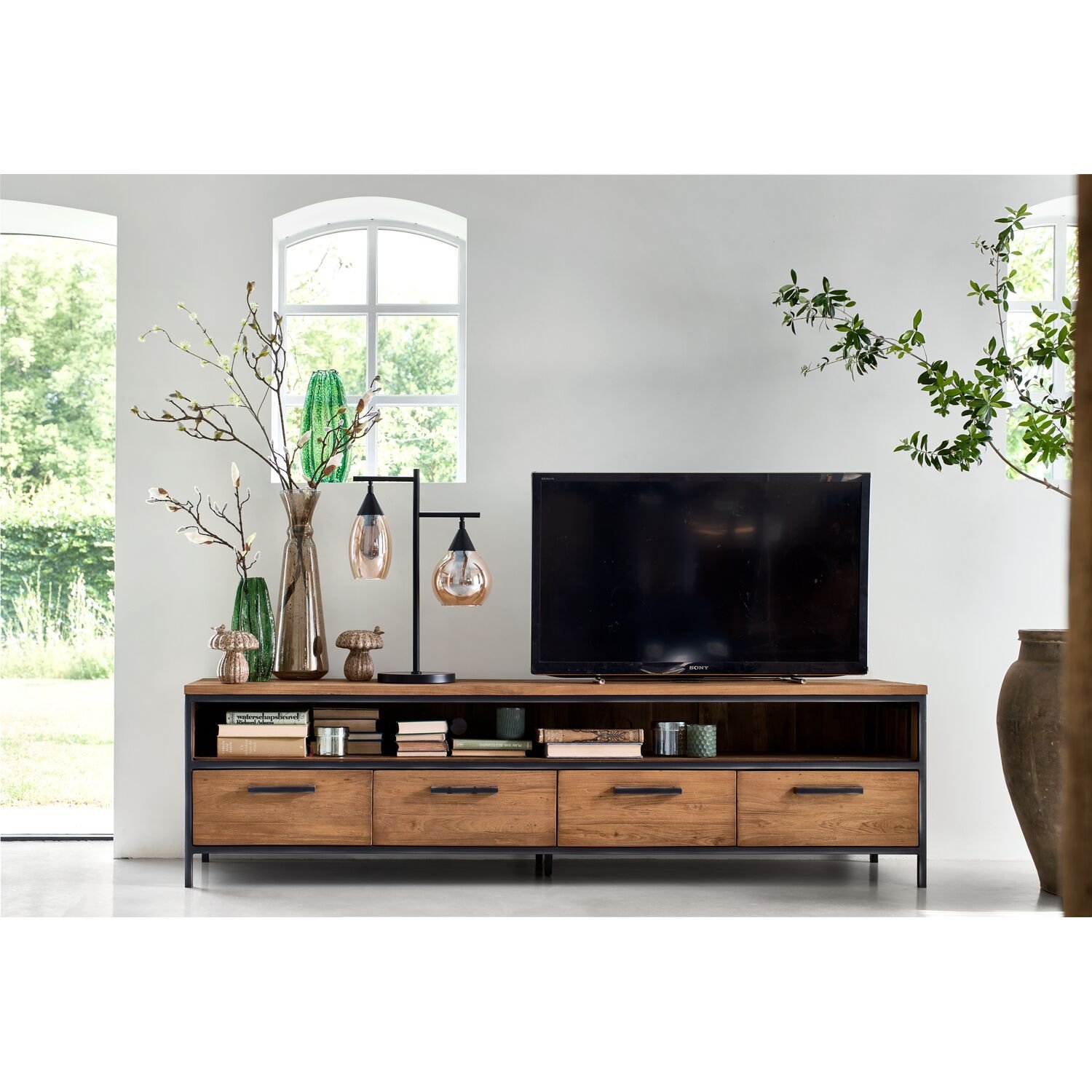 Tv-meubel Romaro 54 x 200 teak mix rough