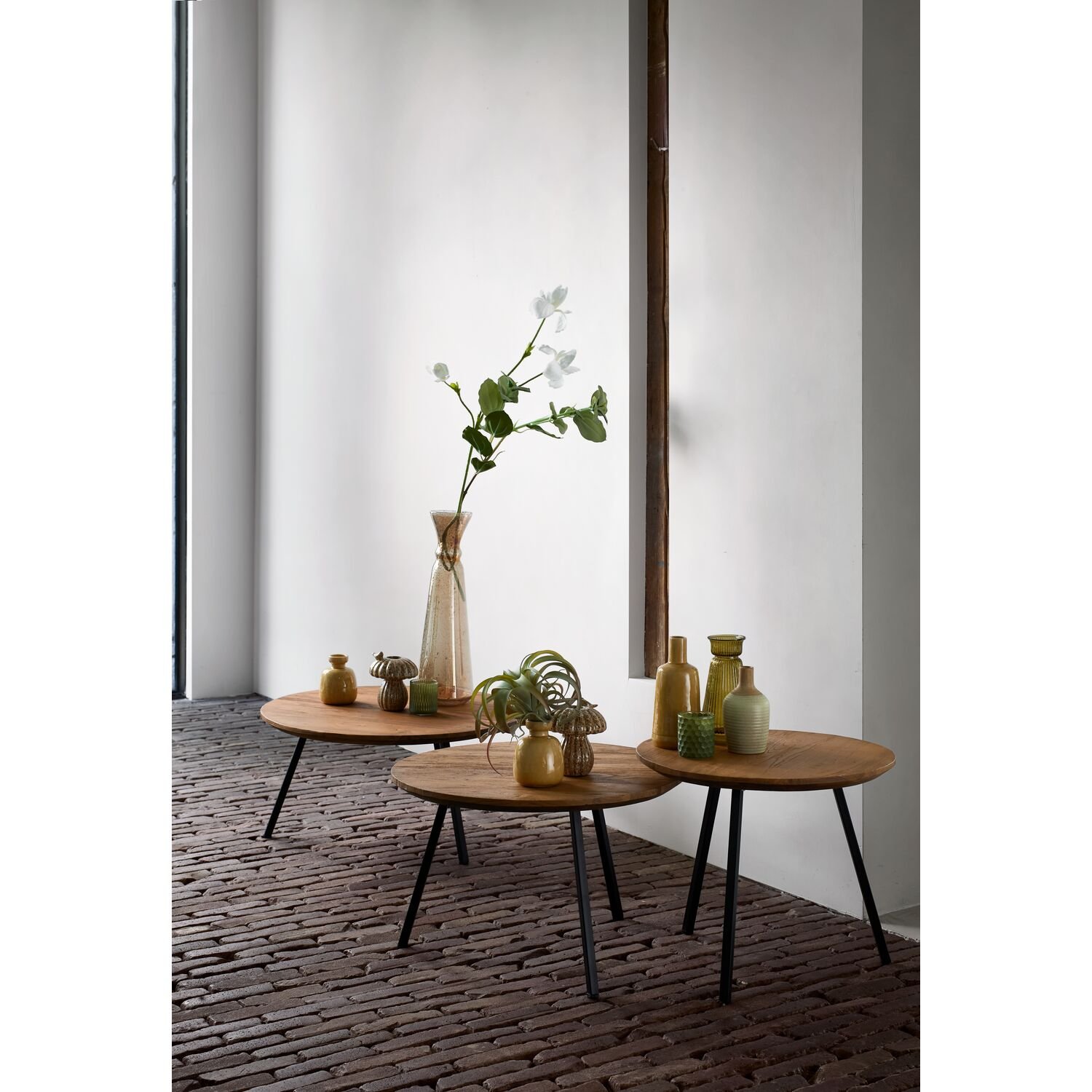 Bijzettafel Romaro ø65 teak mix rough