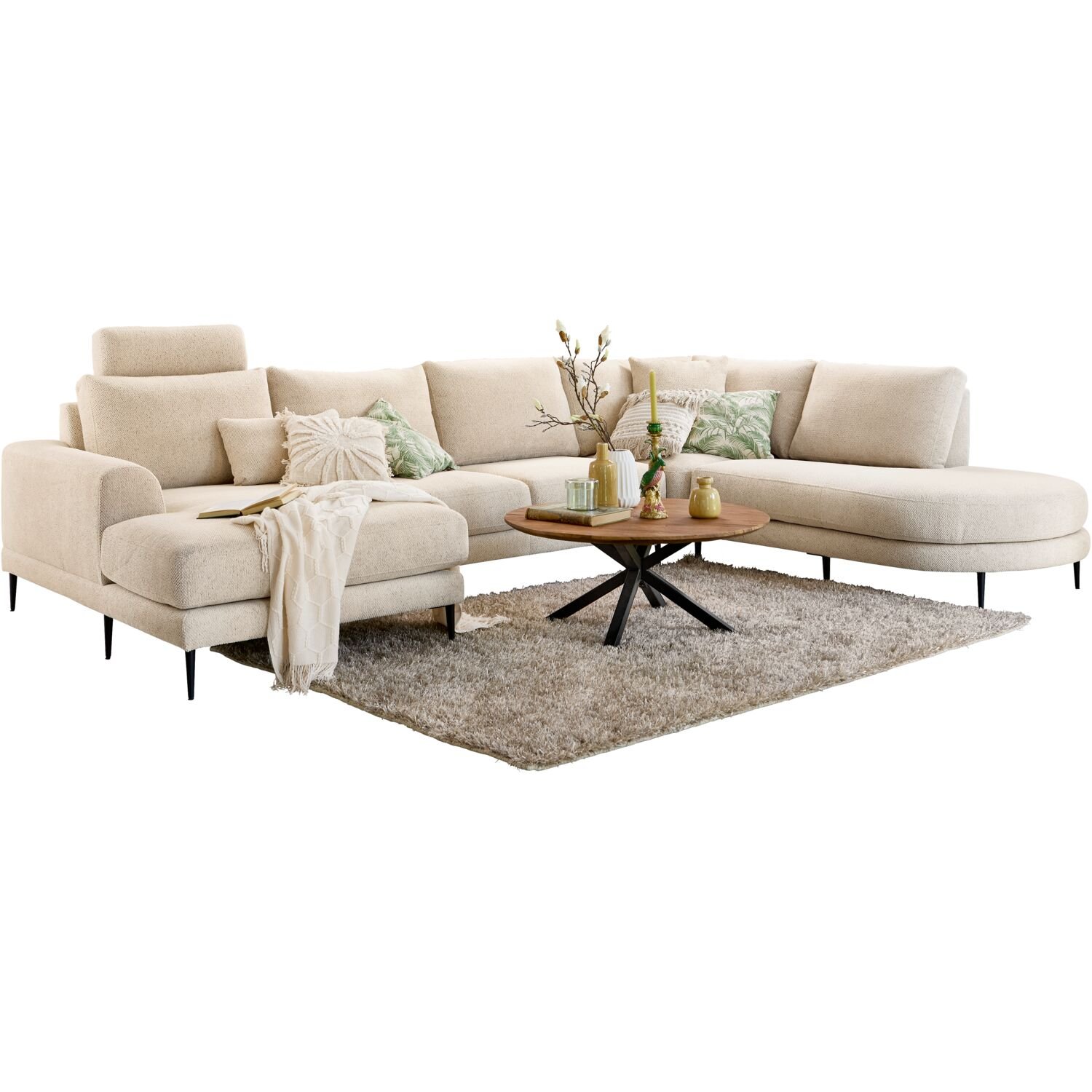 Hoekbank Aziri pocketveren met visco ecru