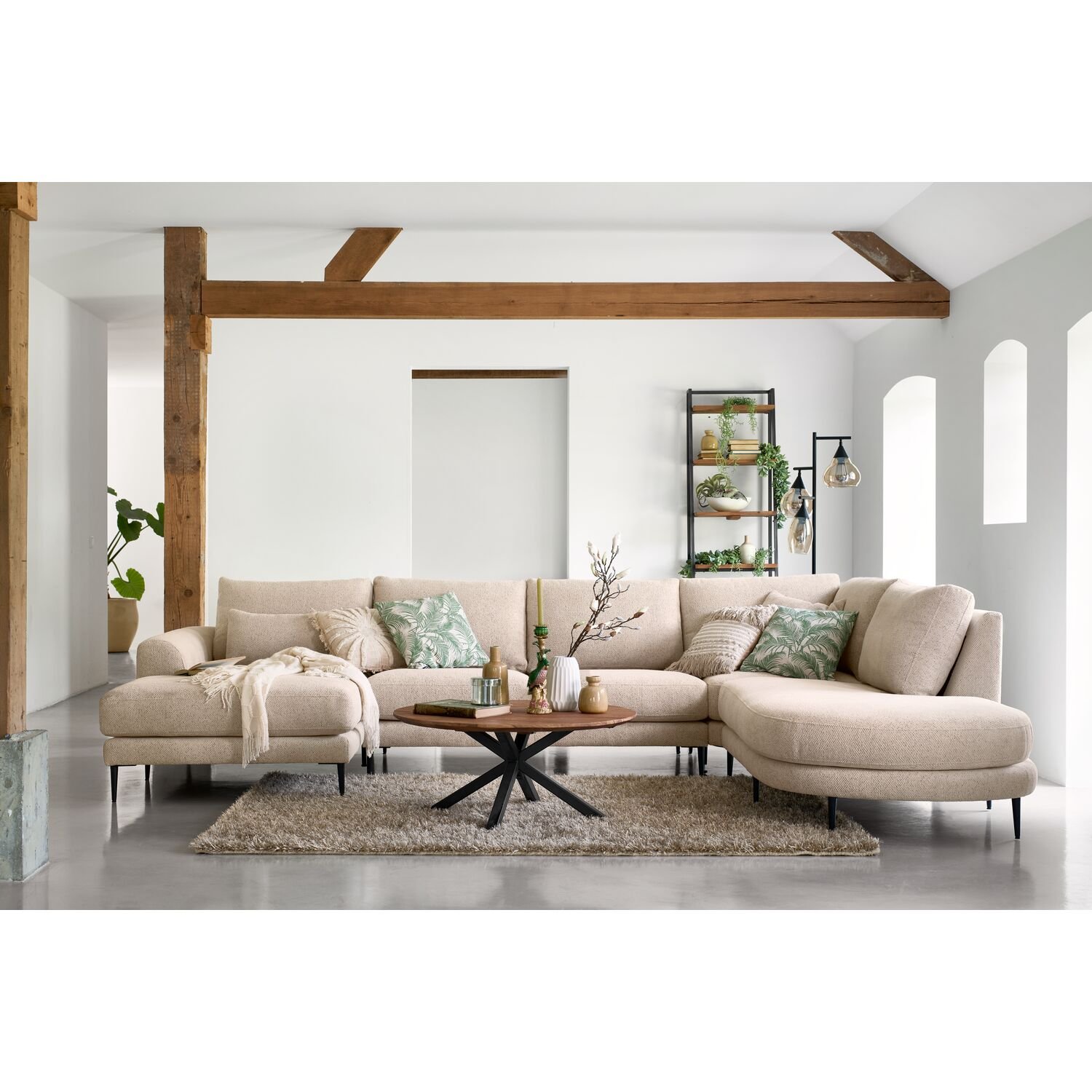 Hoekbank Aziri pocketveren met visco ecru