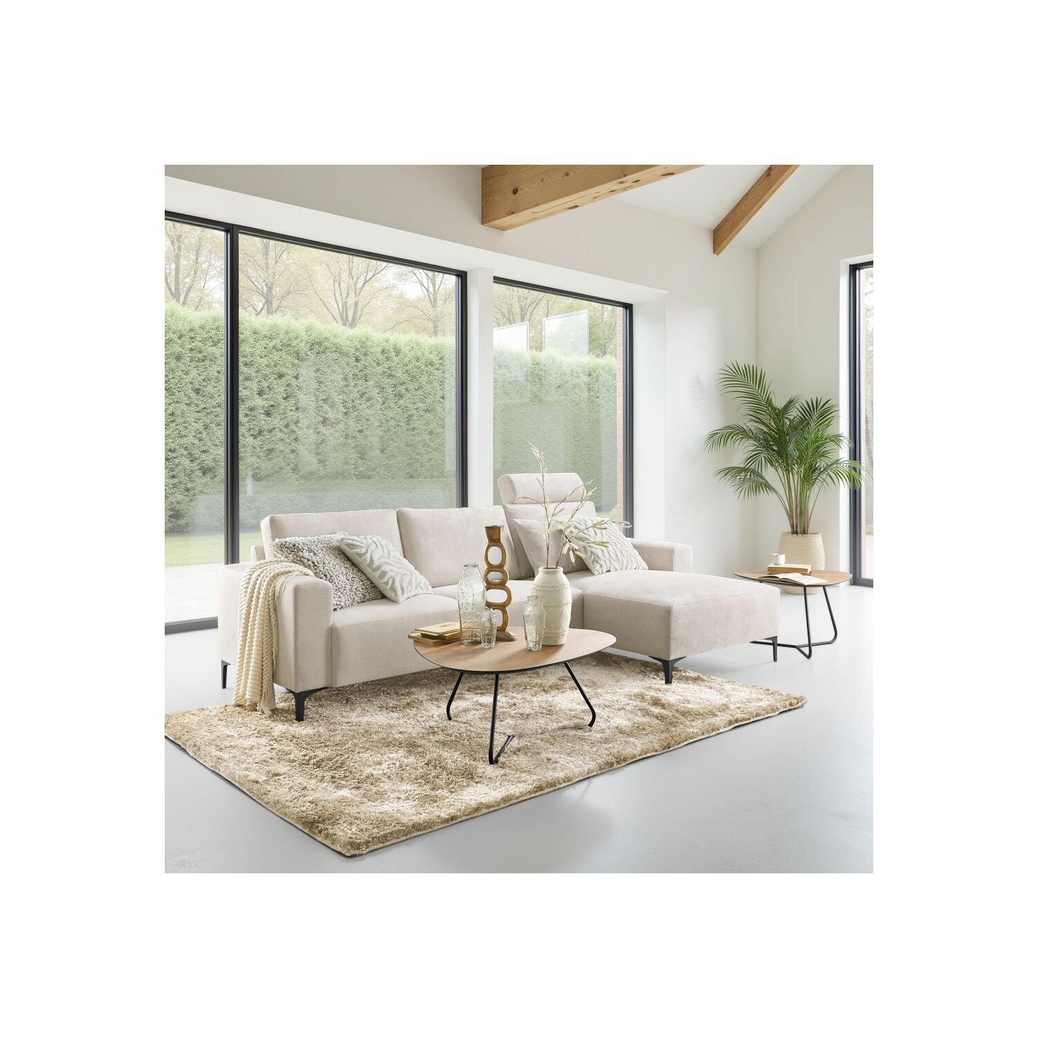 Hoekbank Fabria polyetherschuim, clay