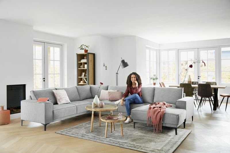 Hoekbank Calira HR-schuim zitting grijs