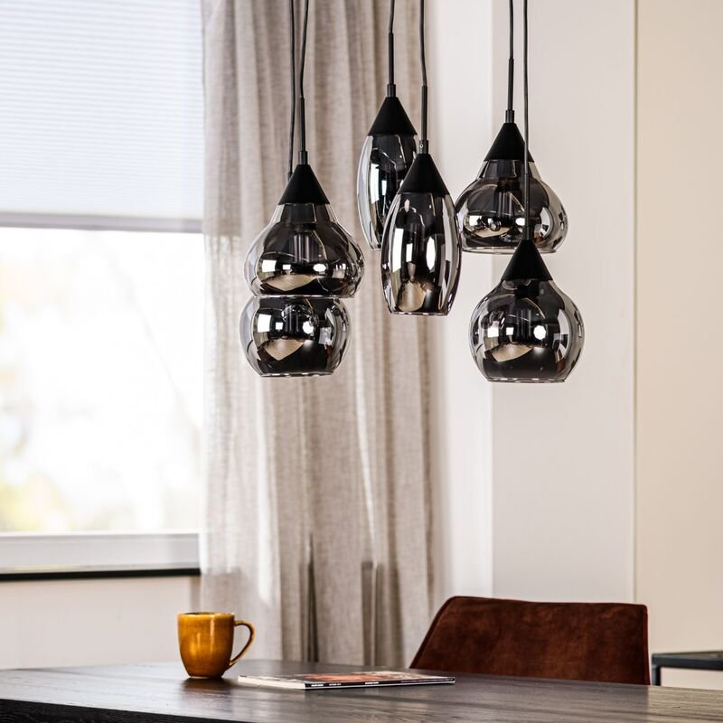 Hanglamp Lungo smoke glas, 46x120 cm
