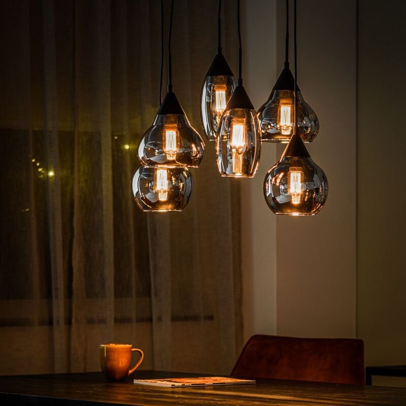 Hanglamp Lungo smoke glas, 46x120 cm