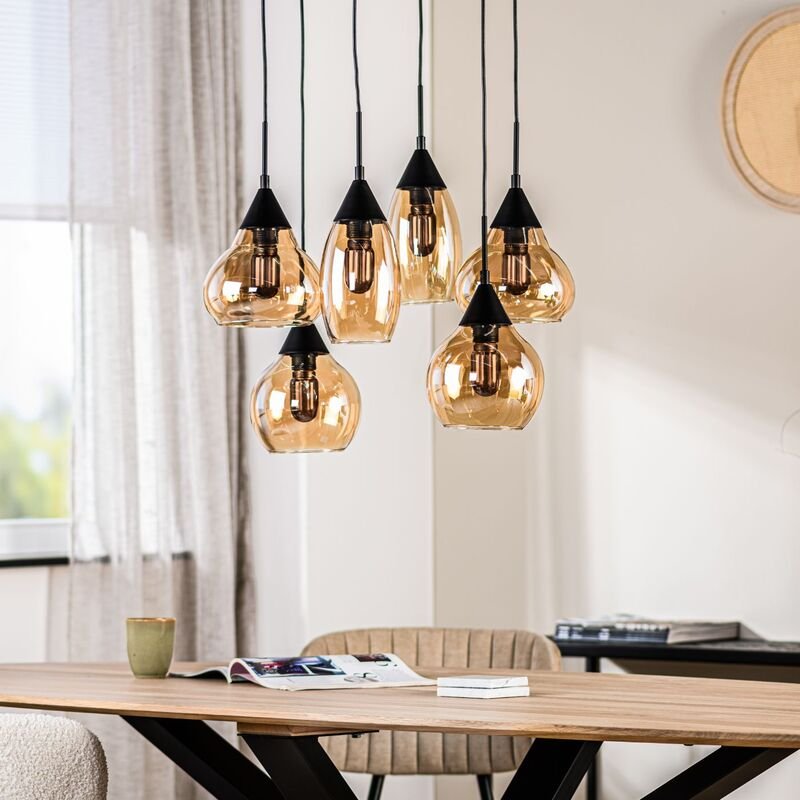 Hanglamp Lungo amber glas, 46x120 cm