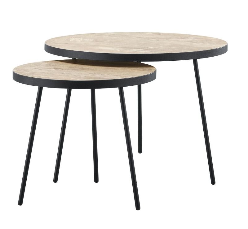 Bijzettafel set Zena orange teak wood