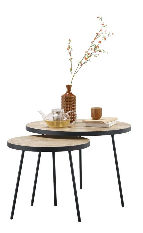 Bijzettafel set Zena orange teak wood