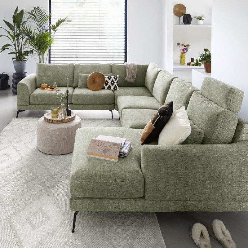 Hoekbank Flandria comfortschuim + HR-schuim zitting groen