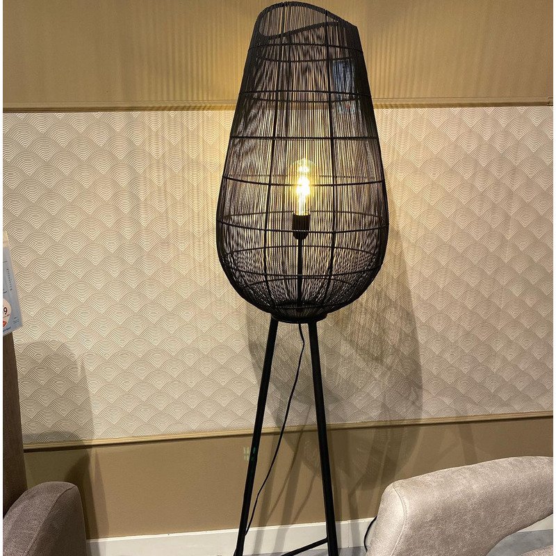 Vloerlamp Grove mat zwart, ø37x145 cm