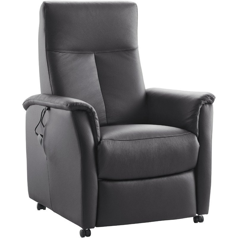 Relaxfauteuil Waver zwart leder smal elektrisch verstelbaar