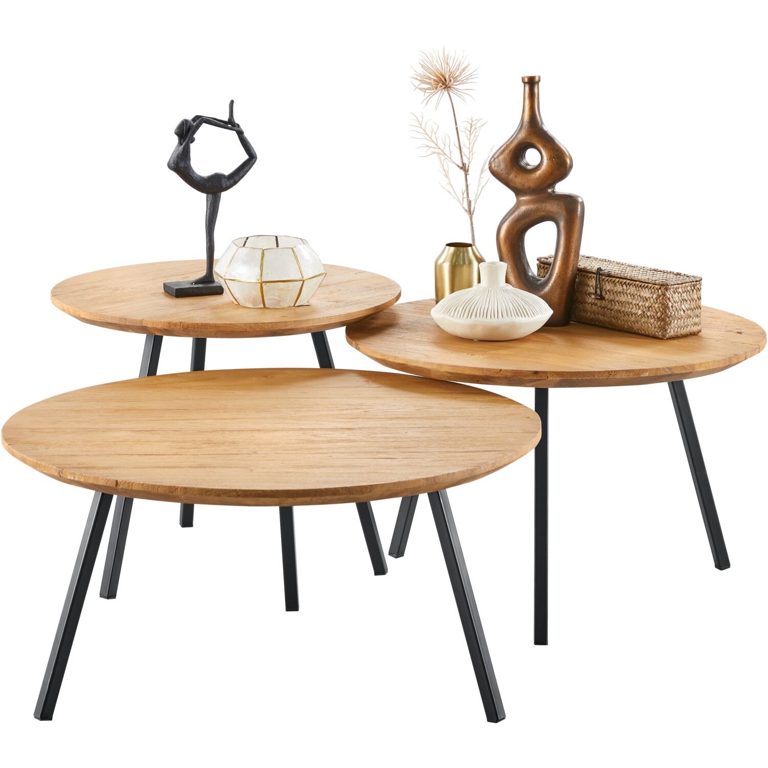 Bijzettafel Aska ø55 teak naturel brushed