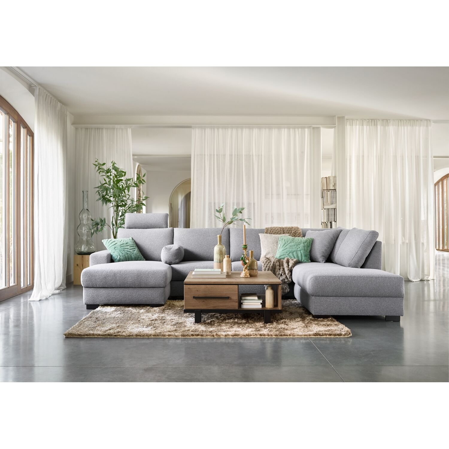 Hoekbank Florance Polyetherschuim, Lodge steel