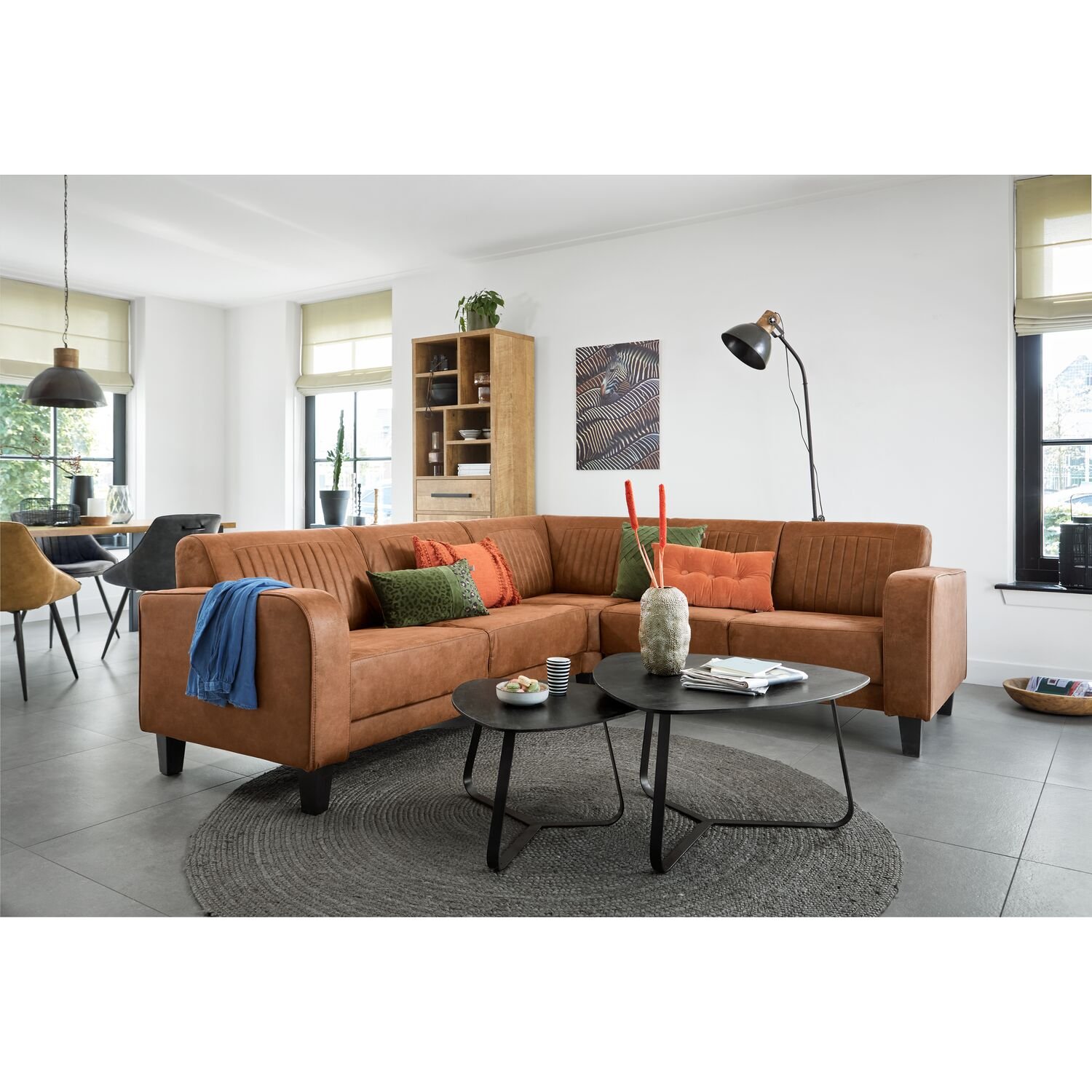 Hoekbank Mills cognac