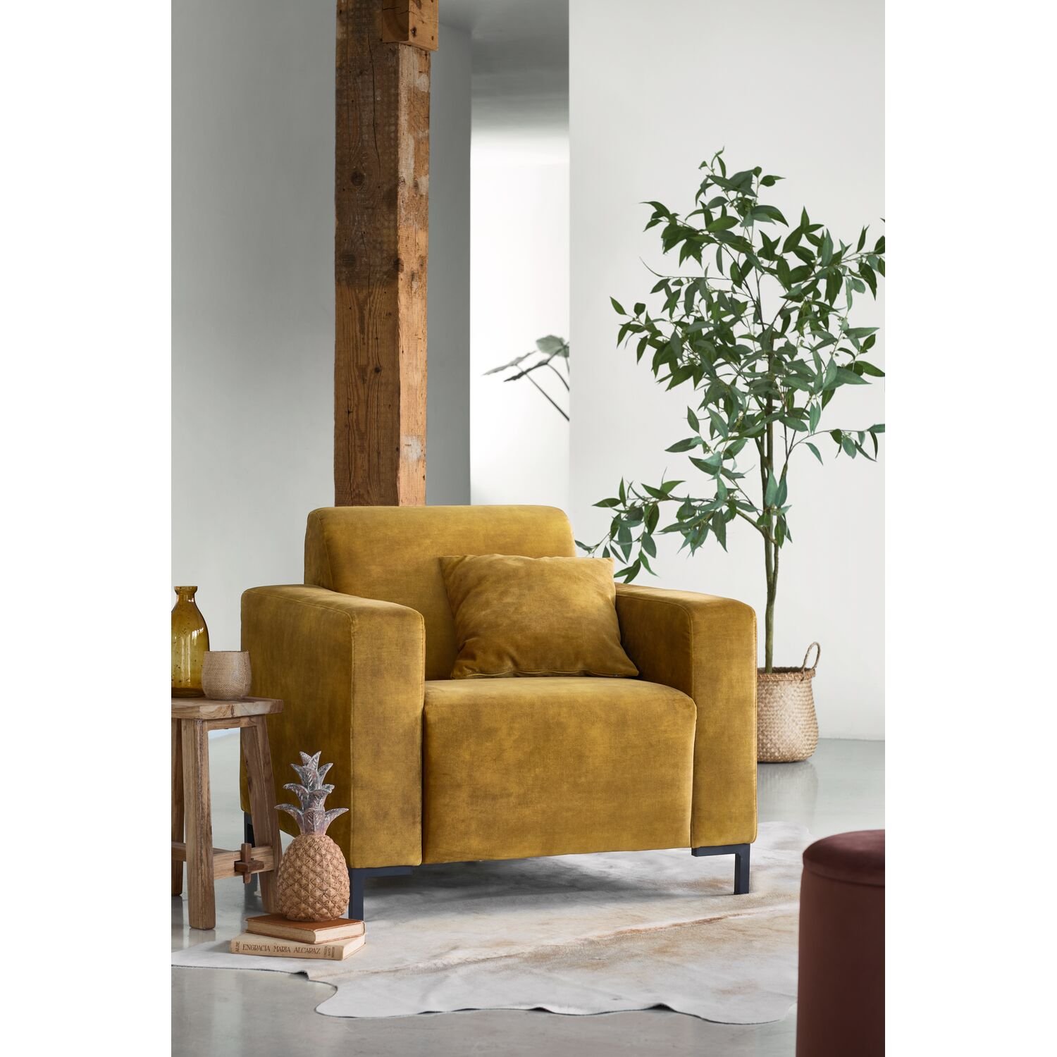 Fauteuil Alpa pocketveren met HR-schuim zitting gold