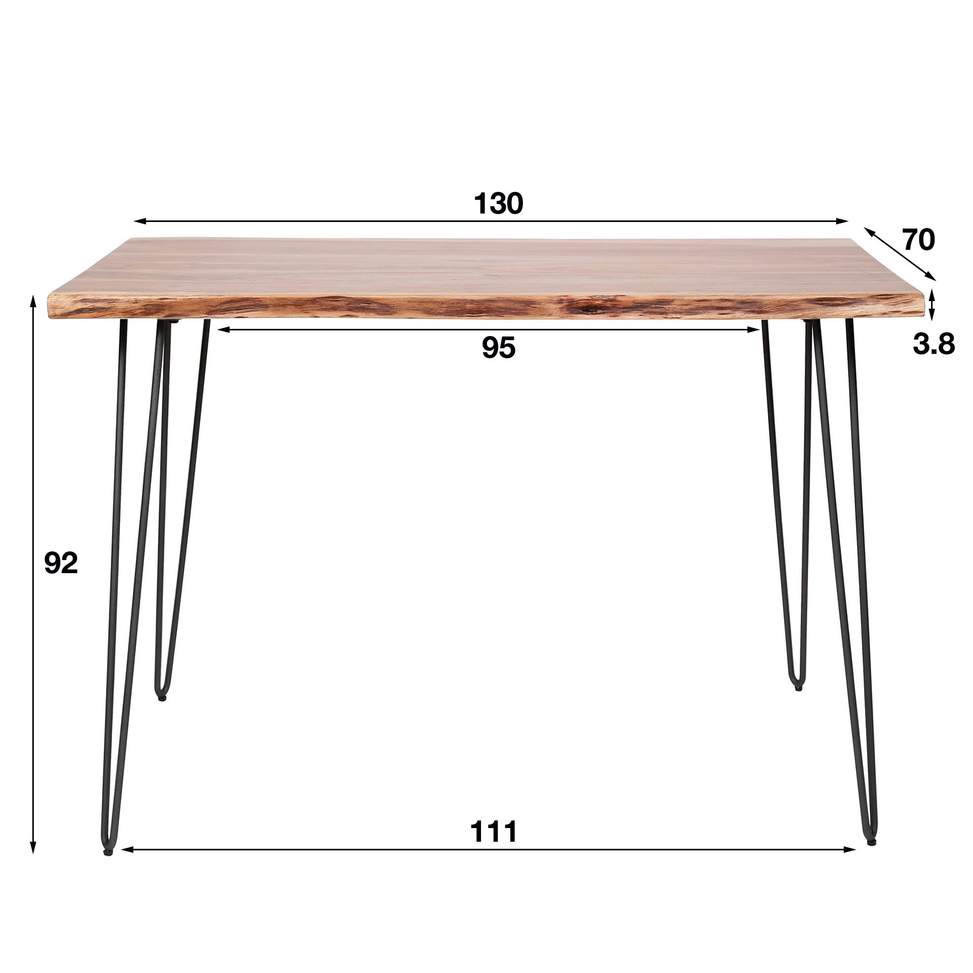 Bartafel edge 130 / Massief acacia naturel