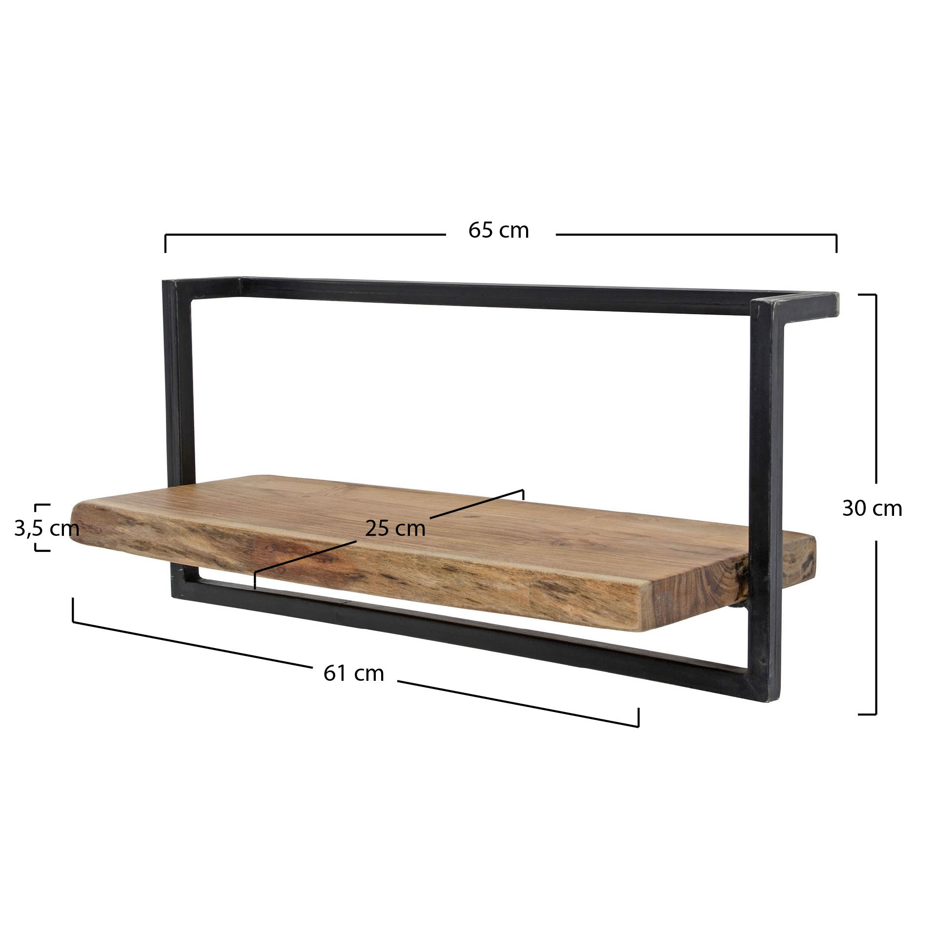 Wandplank edge 65cm / Massief acacia naturel
