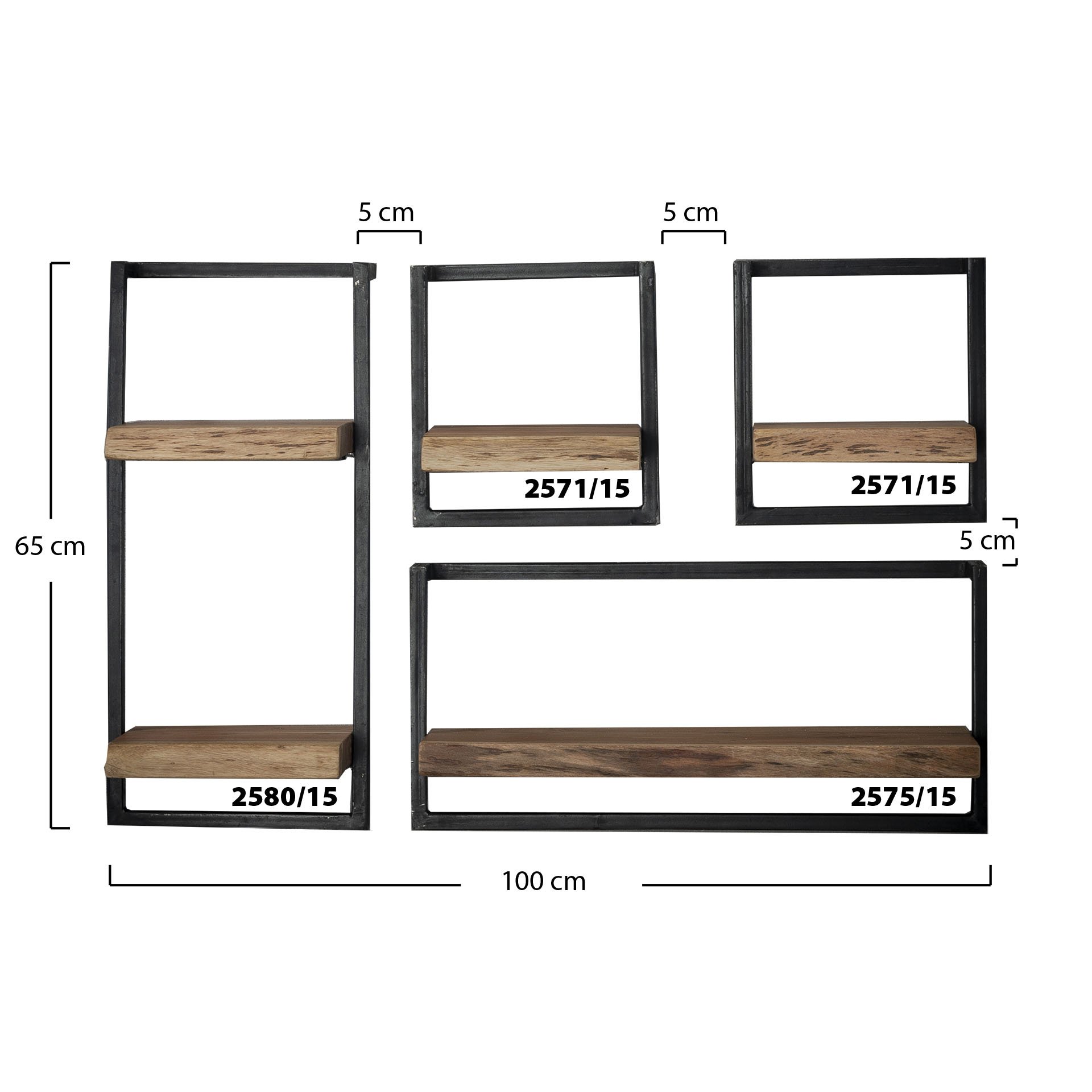 Wandplank edge 65cm / Massief acacia naturel