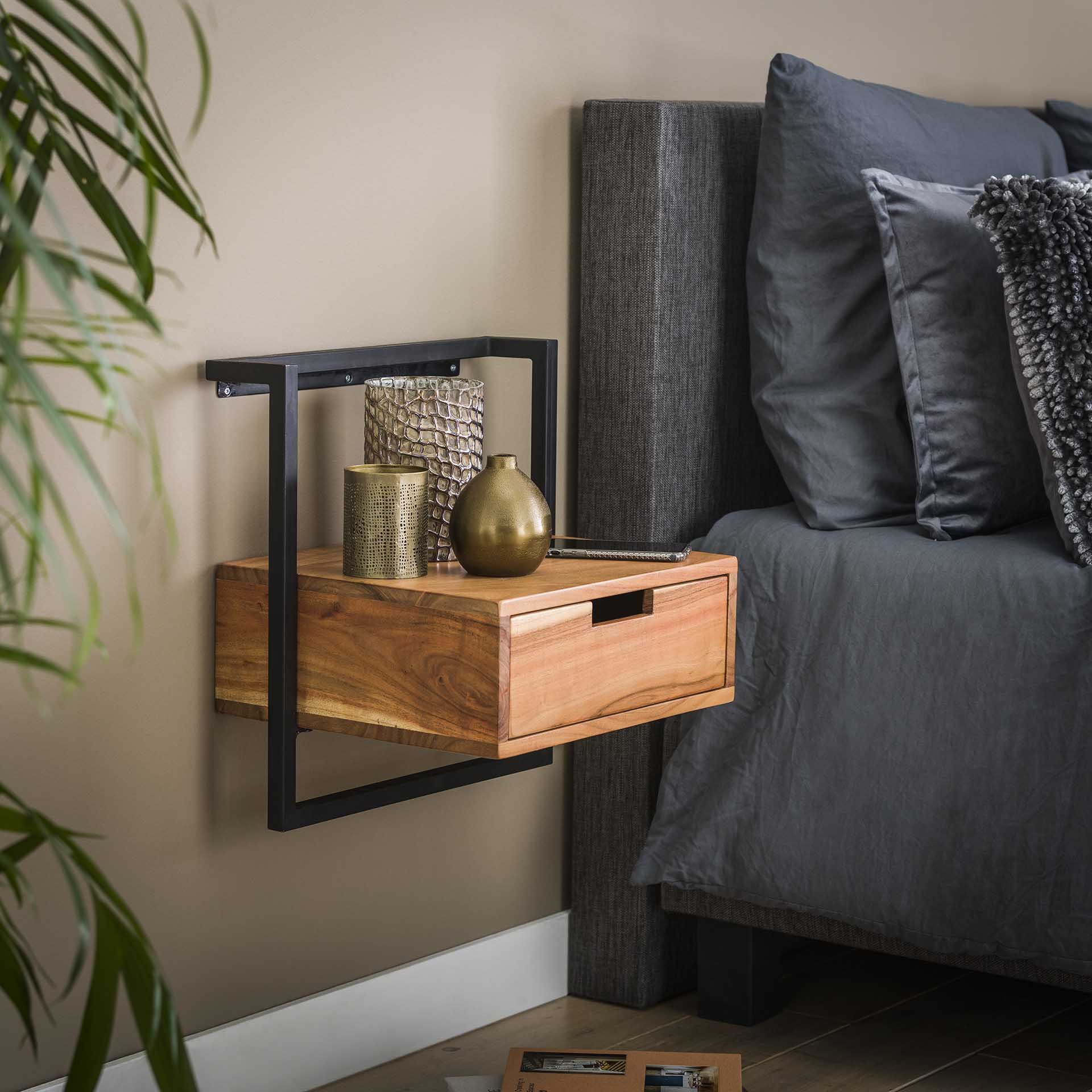 Nachtkastje Air Solid Massief acacia naturel
