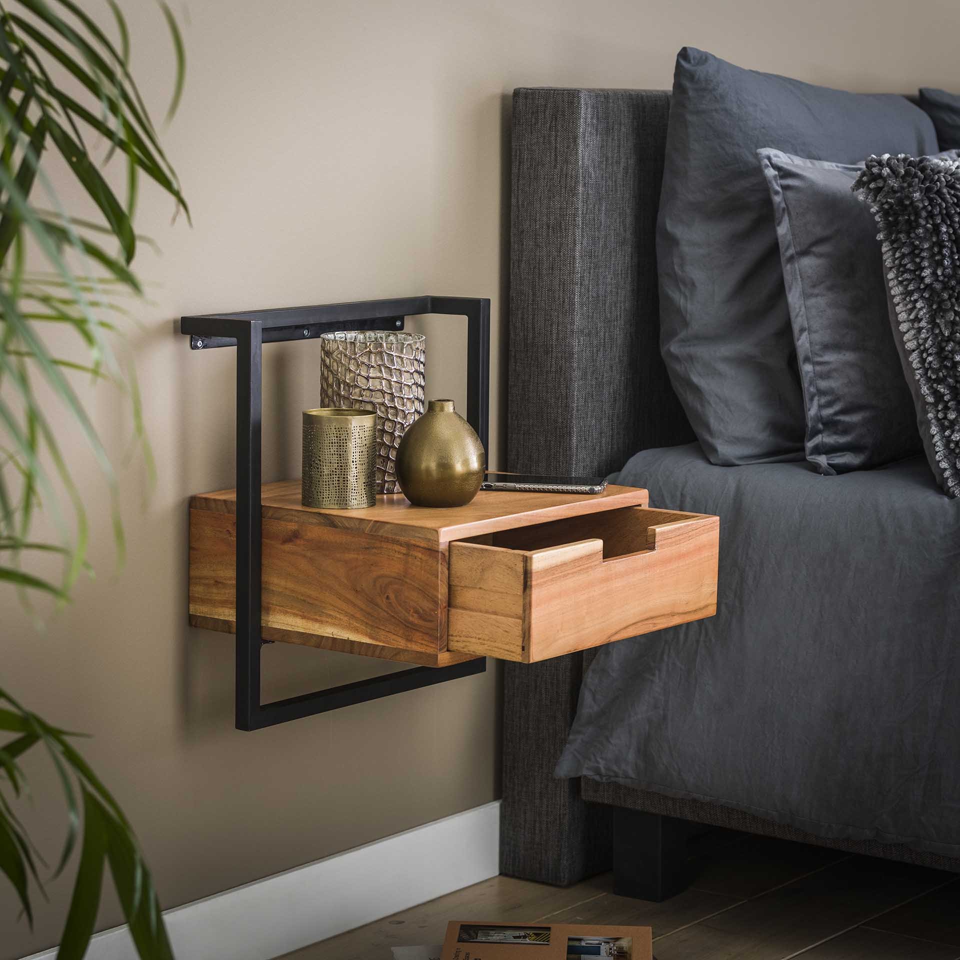 Nachtkastje Air Solid Massief acacia naturel