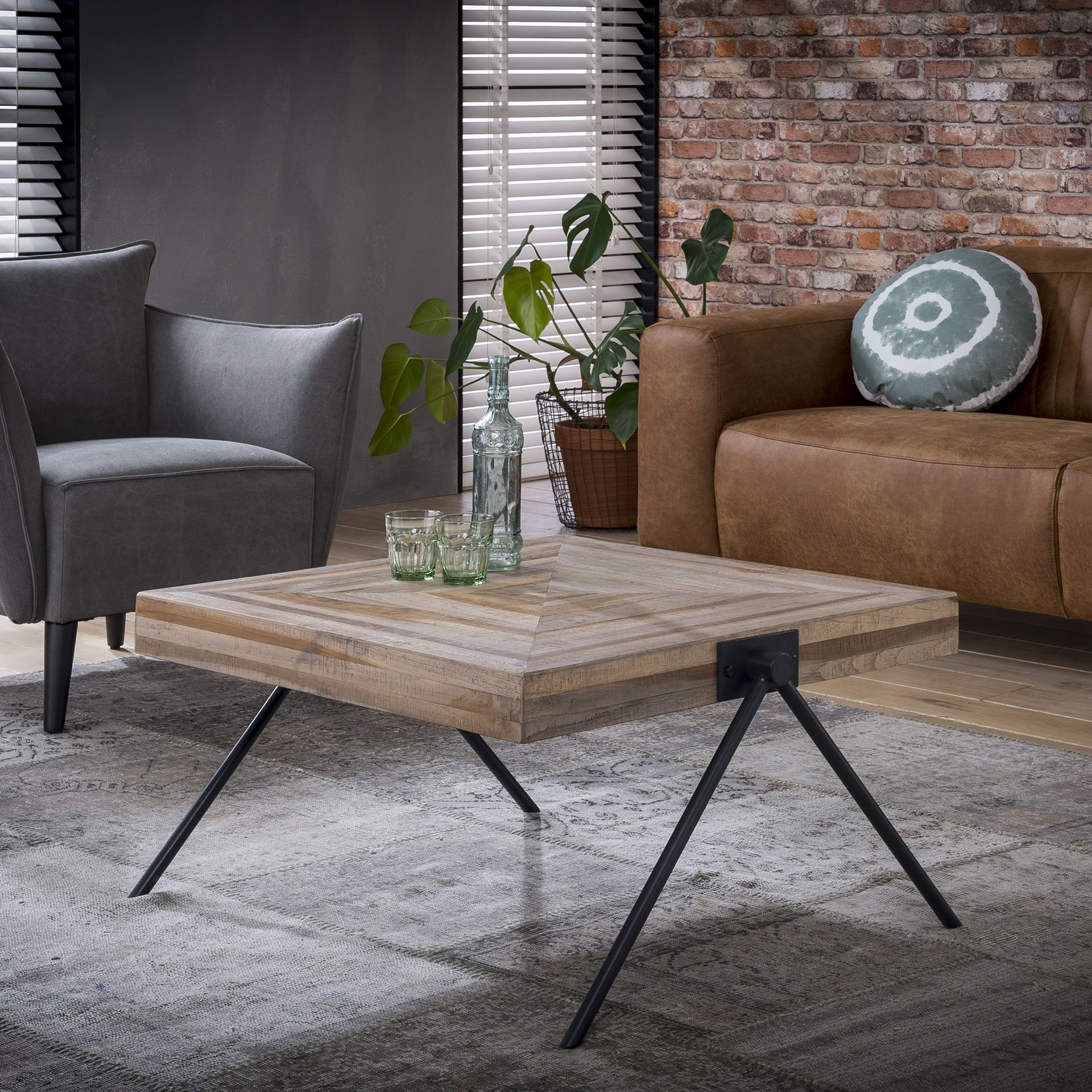 Salontafel Teca Balance 80x80 Teakhout verweerd